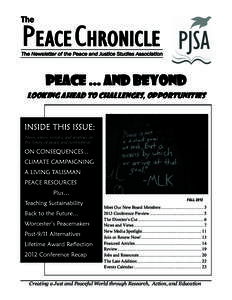 The  PEACE CHRONICLE The Newsletter of the Peace and Justice Studies Association