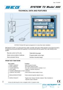 Spec. T42-650E  SYSTEM T3 Model 650 TECHNICAL DATA AND FEATURES  SYSTEM T 3