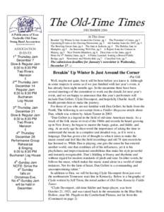 The Old-Time Times A Publication of Your Nashville Old-Time String Band Association  ***************