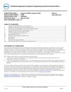 Electronics / Dell / Datasheet / Packaging and labeling / Restriction of Hazardous Substances Directive / CE mark / Electromagnetic interference / Comité International Spécial des Perturbations Radioélectriques / Technology / Electromagnetic compatibility / Environment