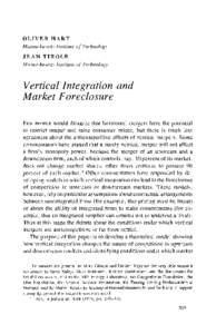 Vertical Integration and Market Foreclosure