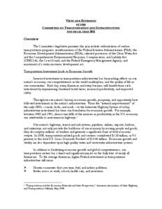 VIEWS AND ESTIMATES OF THE COMMITTEE ON TRANSPORTATION AND INFRASTRUCTURE FOR FISCAL YEAR[removed]Overview