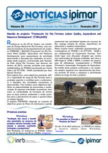 FevereiroNúmero 26 Reunião do projecto “Framework for Ria Formosa Water Quality, Aquaculture and Resource Development” (FORWARD)