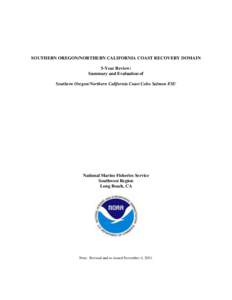 SOUTHERN OREGON/NORTHERN CALIFORNIA COAST RECOVERY DOMAIN 5-Year Review: Summary and Evaluation of