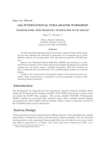 Paper No. PIIA:19  13th INTERNATIONAL STELLARATOR WORKSHOP TOMOGRAPHIC SPECTROSCOPY SYSTEM FOR H-1NF HELIAC Glass, F.1 , Howard, J. Plasma Research Laboratory