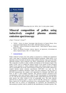 Beekeeping / Castelo Branco / Inductively coupled plasma atomic emission spectroscopy / Bee bread / Cistus ladanifer / Inductively coupled plasma / Chemistry / Science / Scientific method