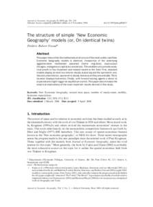 Journal of Economic Geographypp. 201–234 Advance Access originally published online on 4 November 2004 doi:jnlecg/lbh037  The structure of simple ‘New Economic
