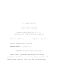 T.C. Memo[removed]UNITED STATES TAX COURT LEONARD AND PEARL FEIN, Petitioners v. COMMISSIONER OF INTERNAL REVENUE, Respondent