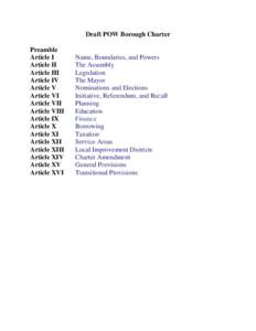 Draft POW Borough Charter Preamble Article I Article II Article III Article IV