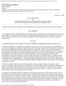 NSC Staff Study on United States Objectives and Courses of Action with respect to Communist Aggression in Southeast Asia, 13 February 1952