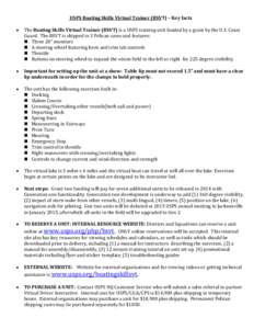 USPS Boating Skills Virtual Trainer (BSVT) – Key facts  The Boating Skills Virtual Trainer (BSVT) is a USPS training unit funded by a grant by the U.S. Coast Guard. The BSVT is shipped in 3 Pelican cases and feature