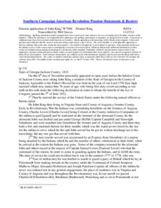 Southern Campaign American Revolution Pension Statements & Rosters Pension application of John King 1 W7986 Eleanor King Transcribed by Will Graves f64VA[removed]