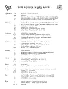 GOOD SHEPHERD NURSERY SCHOOL Tentative Calendar[removed]