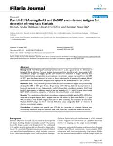 Filaria Journal  BioMed Central Open Access