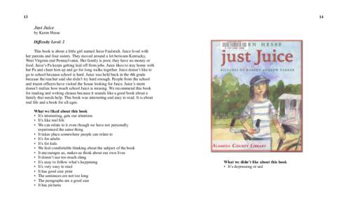 [removed]Just Juice by Karen Hesse