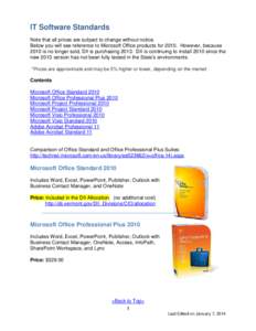 IT Software Standards Note that all prices are subject to change without notice. Below you will see reference to Microsoft Office products for[removed]However, because 2010 is no longer sold, DII is purchasing[removed]DII is