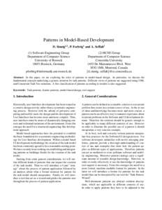 Patterns in Model-Based Development D. Sinnig1,2 , P. Forbrig1 and A. Seffah2 (1) Software Engineering Group Department of Computer Science University of RostockRostock, Germany