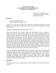 STATE OF NEW YORK DEPARTMENT OF TRANSPORTATION ALBANY, NEW YORK[removed]At the Office of the Department of Transportation in the City of Albany