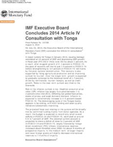 Download Date: [removed]:15 PM Current Classification: Available to the Public IMF Executive Board Concludes 2014 Article IV  Consultation with Tonga