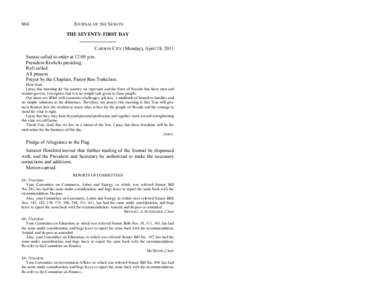 864  JOURNAL OF THE SENATE THE SEVENTY-FIRST DAY CARSON CITY (Monday), April 18, 2011