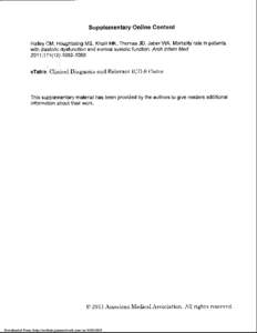 Supplementary Online Gontent Halley CM, Houghtaling MS, Khalil MK, Thomas JD, Jaber WA. Mortality rate in patients with diastolic dysfunction and normal systolic function. Arch lntem Med[removed] ;[removed]):[removed]eT