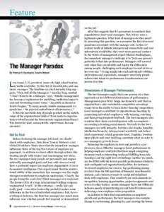 Feature  The Manager Paradox By Thomas O. Davenport, Towers Watson  L