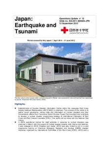 Japan: Earthquake and Tsunami Operations Update n° 12 Glide no. EQ[removed]JPN