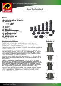 BC-SERIE Screwjak Pedestal for Creative Design Specifications text BC Series Screwjack Pedestal – 3rd Generation Menu Introduction of the BC series
