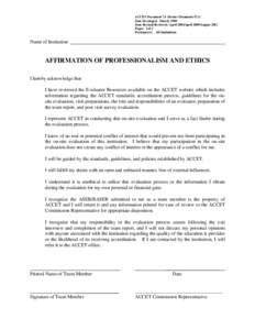 ACCET Document 7.1 (former Document[removed]Date Developed: March, 1989 Date Revised/Reviewed: April 2004/April 2009/August 2012 Pages: 1 of 1 Pertinent to: All Institutions