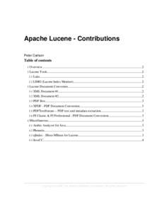 Apache Lucene - Contributions Peter Carlson Table of contents 1