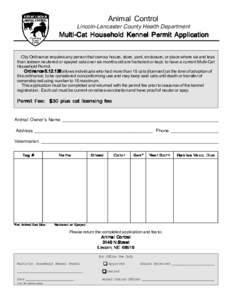 Multi-Cat Household Kennel Permit Application
