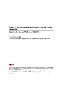 The economic impact of the Barcelona Olympic Games, [removed]Barcelona: the legacy of the Games[removed]