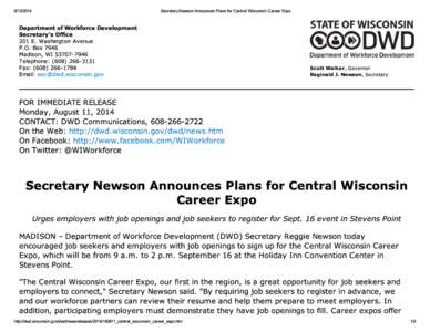 Secretary Newson Announc...l Wisconsin Career Expo