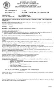 RENSSELAER COUNTY CIVIL SERVICE COMMISSION Opportunities in the Public Service OPEN COMPETITIVE EXAMINATION EXAM NUMBER: