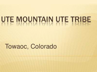 UTE MOUNTAIN UTE TRIBE  Towaoc, Colorado LESSONS LEARNED That we CAN work together, we WANT to