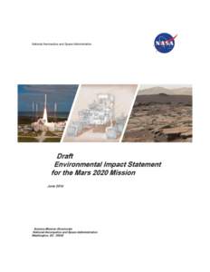 Draft Environmental Impact Statement for the Mars 2020 Mission