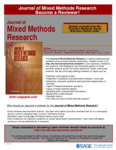 Journal of Mixed Methods Research Become a Reviewer! Journal of  Mixed Methods