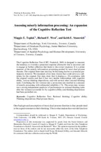 Science / Psychometrics / Intelligence / Cognition / Keith Stanovich / Problem solving / Framing / Intelligence quotient / Graduate Record Examinations / Education / Educational psychology / Cognitive science