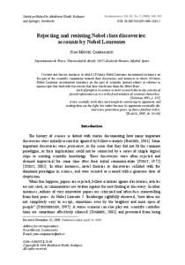 Royal Swedish Academy of Sciences / Scientific method / Nobel Prize / Nature / Arne Tiselius / Robert F. Furchgott / Kary Mullis / Rosalyn Sussman Yalow / Peer review / Science / Academia / Knowledge