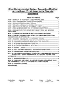 Other Comprehensive Basis of Accounting Modified Accrual Basis (F-196) Notes to the Financial Statements Table of Contents  Page