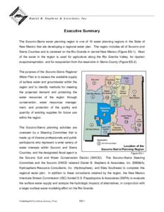 Daniel B. Stephens & Associates, Inc.  Executive Summary The Socorro-Sierra water planning region is one of 16 water planning regions in the State of New Mexico that are developing a regional water plan. The region inclu