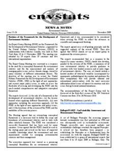 NEWS & NOTES Issue[removed]Environment Statistics United Nations Statistics Division (UNSD)/DESA