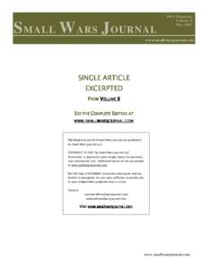 Small Wars Journal – Vol 8, MayS MALL W ARS J OURNAL SWJ M a g a zine 1