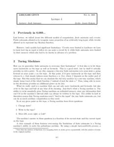 6.045J Lecture 6: Turing machines