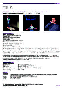 Fringe theatre / Lu Kemp / Edinburgh Festival Fringe / Oliver Emanuel / Theatre / Theatre festivals / Entertainment