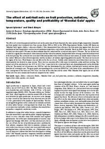 Journal of Applied Horticulture, 8(2): 91-100, July-December, 2006  Journal Appl  The effect of anti-hail nets on fruit protection, radiation,