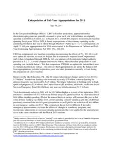 Extrapolation of Full-Year Appropriations for 2011