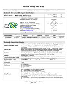 Material Safety Data Sheet Revision Issued: July 18, 2011  Supercedes: