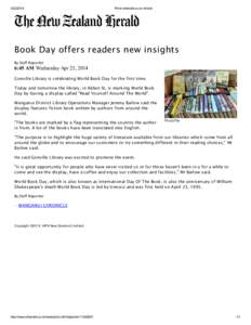 [removed]Print nzherald.co.nz Article Book Day offers readers new insights By Staff Reporter