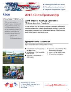 $[removed]Citizen Sponsorship SPONSOR FEEDBACK “We have been a proud and